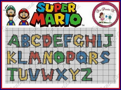 Pixel Art Alphabet, Hama Beads Mario, Melty Bead Patterns, Cross Stitch Fonts, Cross Stitch Letters, Pixel Crochet, Crafty Mama, Beaded Cross Stitch, Cross Stitch Alphabet