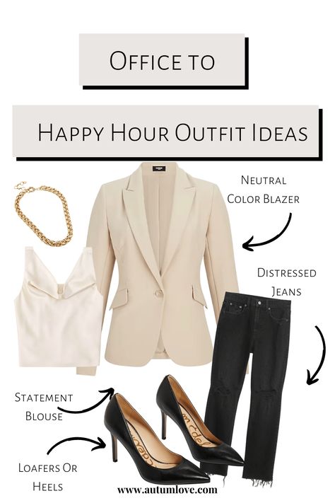 From Office to Happy Hour: Effortless Outfit Ideas for After-Work Activities — Autum Love From Work To Night Out Outfit, Work To Evening Outfit Ideas, Evening Drinks Outfit Casual, Office To Drinks Outfit, Office To Happy Hour Outfit, Work To Evening Outfit, Happy Hour Work Outfit, Day To Night Work Outfit, Afterwork Drinks Outfit