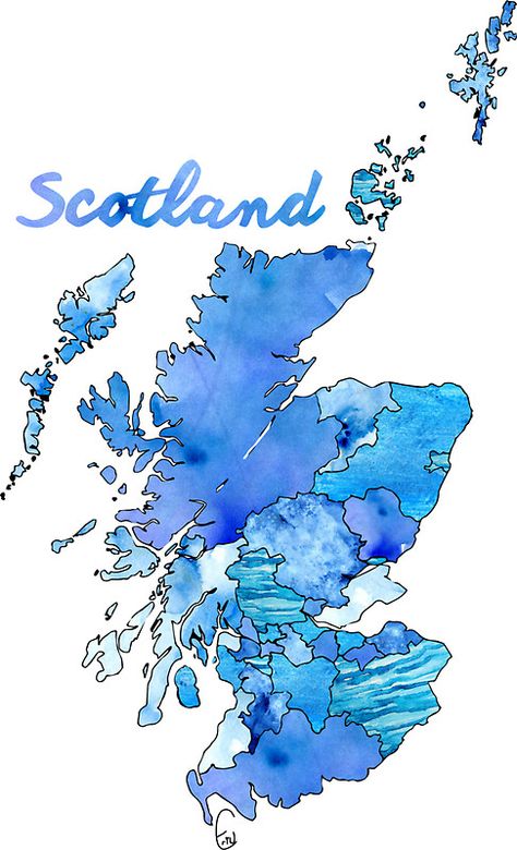 Watercolor Countries - Scotland Scotland Drawing, Scotland Illustration, Scotland Symbols, Tattoo Coverups, Scotland Aesthetic, Scotland Map, Travel Icon, Diy Presents, Tattoo Cover-up