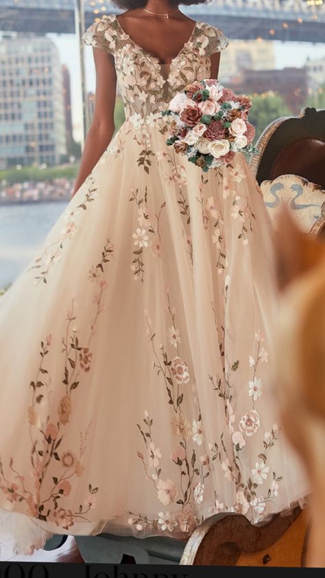 Floral Wedding Dress Colored Embroidered, Floral Wedding Dress, Modest Wedding, Wedding News, Formal Dresses For Weddings, Butterfly Dress, Dress Inspo, Ideal Wedding, Magical Forest