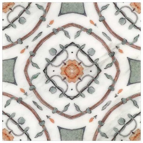 Unique Tile Floor, Artisan Stone Tile, Unique Tile Patterns, Bohemian Tiles, Boho Tiles, Patterned Tile, Mediterranean Tile, Kitchen Mood Board, Hand Painted Tile