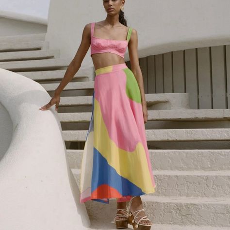 Summer Skirt Set, Linen Bra, Pre Fall 2023, Rosie Assoulin, Party Skirt, Clothing Details, Mara Hoffman, 2023 Collection, Loose Outfit