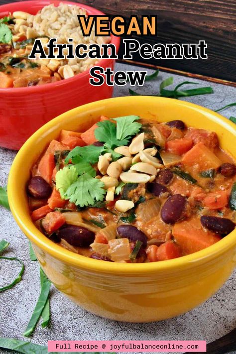 If you're in search of some hearty winter stews, this Vegan African Peanut Stew is for you! This recipe is comforting, delicious, wholesome, and pretty easy to make. With complimentary peanut and tomato flavors, sweet potatoes, and collard greens, this stew is perfect for a hearty dinner! Vegan Winter Recipes, African Peanut Stew, Winter Stews, Peanut Stew, Vegan Dinner Recipes Easy, Easy Vegan Dinner, Hearty Dinner, Vegan Soups, Soup Season