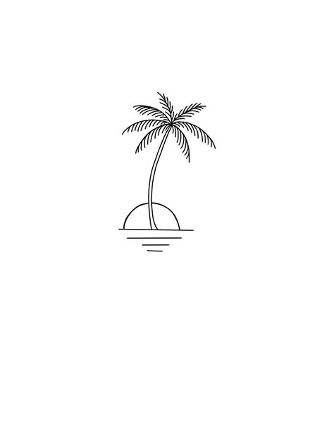 Palm Tree Flash Tattoo, Minimal Palm Tree Tattoo, Fine Line Tattoo Travel, Fine Line Beach Tattoo Ideas, Minimal Beach Tattoo, Fine Line Palm Tree Tattoo, Tattoo Small Cute, Small Tattoos Cute, Palm Tree Tattoo Ideas