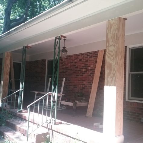 Replace Iron Porch Columns, How To Wrap Wrought Iron Porch Columns, Wood Wrapped Wrought Iron Porch Columns, Wrap Iron Porch Columns, Wrap Wrought Iron Porch Columns, Wrought Iron Porch Railing Makeover, Wrapping Metal Porch Columns, Covering Wrought Iron Porch Columns, Iron Porch Columns Makeover