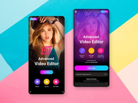 Video-editor-app-design_Purchase by Nishan Sarkar Video Editor App, Video Maker App, Video Editing Apps, Video Maker, App Ui, Video Editor, New Video, Video Editing, App Design