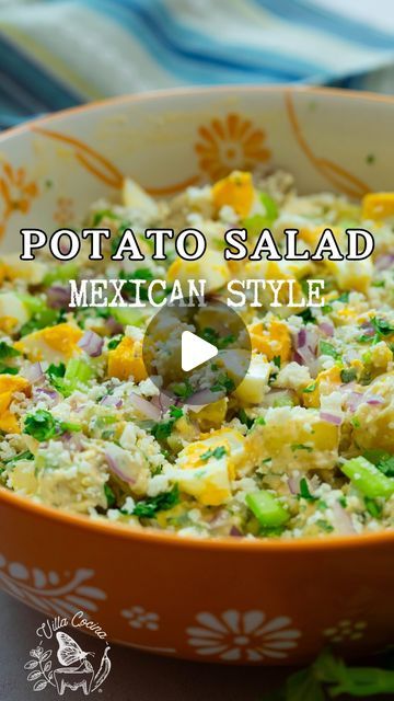 Villa Cocina on Instagram: "Mexican Style Potato Salad   🌟Get RECIPE here: https://villacocina.com/mexican-style-potato-salad/   👉🏻 Link to villacocina.com in my profile @villacocinaofficial   ✨ Elevate your outdoor celebrations with a side dish that’s equal parts creamy, crunchy, and crave-worthy: Mexican-Style Potato Salad!   #potato #potatoes #potatosalad #carneasada #barbecue #grilling #sidedishes #mexicanfood #food #easyrecipes #foodie #delicious #salad #shorts #reels #picnics #gathering #potlucks #dressing #creamy #mexicanstyle" Mexican Potato Salad Recipes, Mexican Potato Salad, Mexican Potatoes, Salad Potato, Hispanic Dishes, Potatoe Salad, Rick Bayless, Cook Recipes, Potatoe Salad Recipe