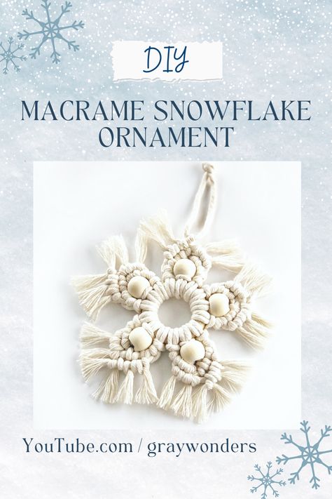 #christmasdecor #holidaygiftguide #diyornaments #diychristmasideas #diyholidaydecor #christmascraftsdiy #diygiftideas #handmade #christmasornaments #macrame #macrameornaments #snowflakes #macramesnowflake Macrame Snowflakes Diy Easy, Macrame Christmas Snowflake, Macrame Xmas Ornaments, Macrame Ornament Tutorial, Diy Macrame Ornaments, Snowman Macrame, Christmas Macrame Ideas Diy, Macrame Christmas Ornaments Tutorials, Easy Macrame Ornaments