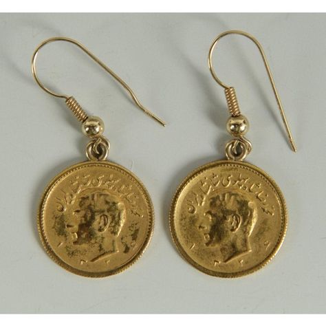 Gold Coin Earrings, Shah Of Iran, 3d Metal Art, Coin Earrings, Gold Fashion Necklace, 3d Metal, Classy Jewelry, Gold Coin, Yellow Gold Pendants