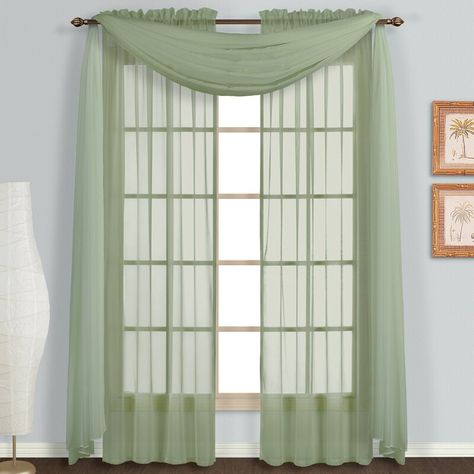 Sage Green Curtains, Green Sheer Curtains, Ceiling Curtains, Window Treatments Bedroom, White Sheer Curtains, Apartment Makeover, Stylish Interior Design, Green Curtains, Sheer Curtain Panels