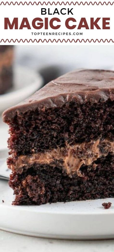 Black Magic Cake - Top Recipes Black Magic Cake, Blue Velvet Cakes, Velvet Cakes, Cake Mix Desserts, Cake From Scratch, Vegetarian Bake, Baking Cocoa, Tasty Chocolate Cake, Magic Cake