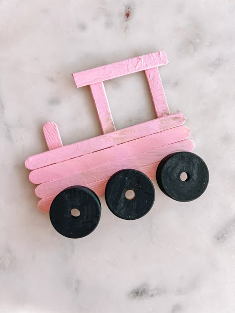 Popsicle Stick Train Ornament, Popsicle Stick Truck Craft, Mini Popsicle Stick Crafts, Popsicle Stick Train, Train Craft, Home Decor Ideas Paper, Popsicle Stick Ornaments, Train Crafts, Popsicle Stick Crafts For Kids