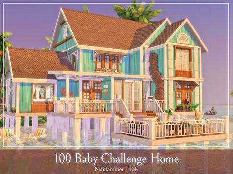 Sims 4 100 Baby Challenge House, 100 Baby Challenge Sims 4 House, Sims 100 Baby Challenge, Sulani Homes Sims 4, Sims 4 100 Baby Challenge, Open Kitchen And Dining, Ts4 Lots, Sims 4 Houses Layout, Large Family Home