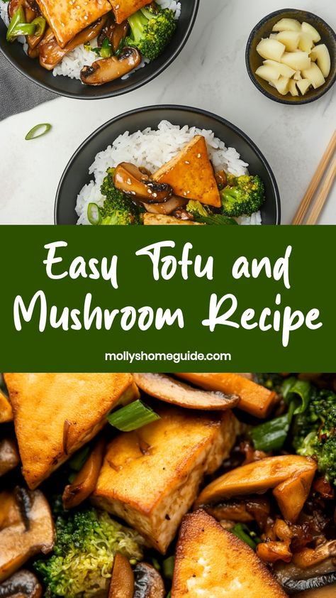 Explore the delicious world of tofu and mushroom recipes with this easy-to-make and flavorful dish. Whether you're a seasoned chef or a newbie in the kitchen, this recipe is perfect for anyone looking to add more plant-based options to their meals. The combination of savory tofu and earthy mushrooms creates a mouthwatering umami flavor that will satisfy your taste buds. This recipe is versatile enough to be enjoyed on its own as a main course or served as a tasty side dish. Tofu And Mushroom Recipe, Tofu Mushroom Recipe, Tofu Recipes Easy, Tofu Marinade, Cooking Tofu, Mushroom Recipe, Tofu Stir Fry, Crispy Tofu, Low Sodium Soy Sauce