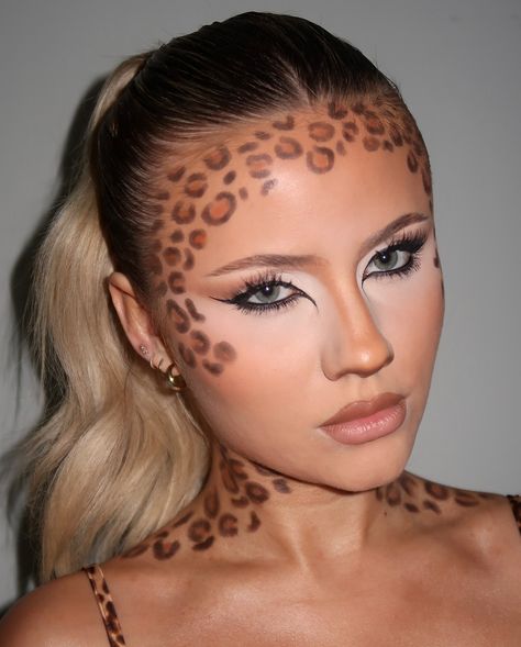 leopard print halloween makeup 🐆 Leopard Print Halloween, Halloween Prints, Halloween Makeup, Leopard Print, Halloween, Makeup, Make Up, Halloween Make Up