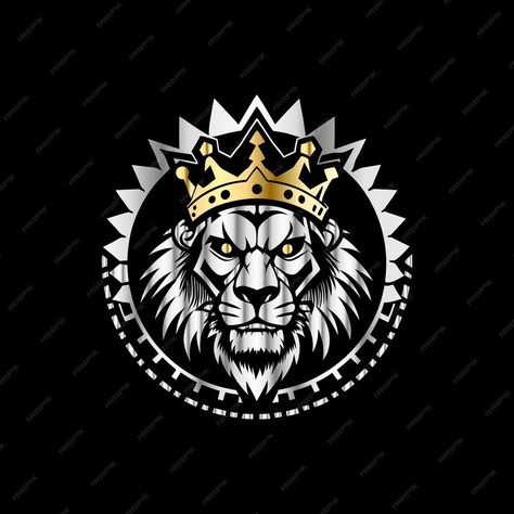 Premium Vector | Lion head with crown on black background Luxury lion head logo template Lion head with crown and g Lion Head With Crown, Lion Head Logo, Background Luxury, Lion Head, Logo Templates, Black Background, Premium Vector, Black Backgrounds, Graphic Resources