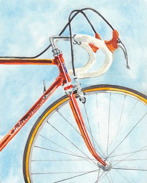 Rachel Petruccillo, Cycle Painting, Contemporary Oil Paintings, Bicycle Art, Cycling Art, Bike Art, Watercolor On Paper, The Last Day, Watercolor Cards