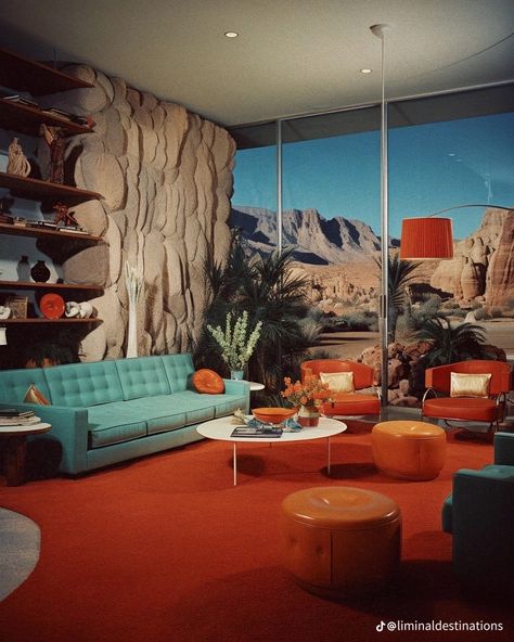 Aesthetic Red Room, 70s Interior Design Mid Century Modern, 60s Apartment, 70s Interior Design Retro, 70s Living Room, Vintage Palm Springs, 60s Interior, 70s Interior Design, Palm Springs Home