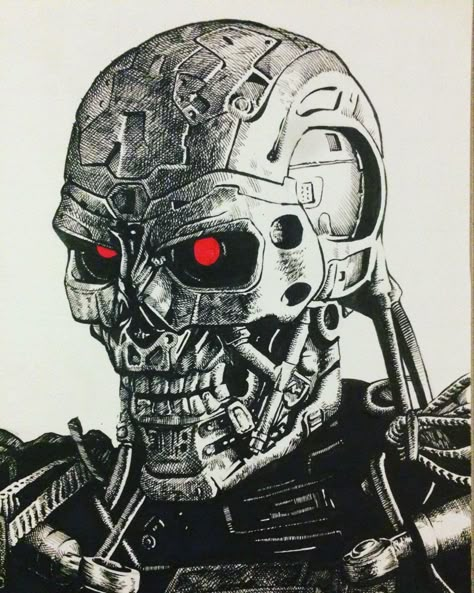 Terminator Tattoo, Airbrush Skull, Pop Art Comic Girl, Movie Tattoos, Graphic Design Images, Best Anime Drawings, Dark Artwork, Pop Art Comic, Dark Anime Guys