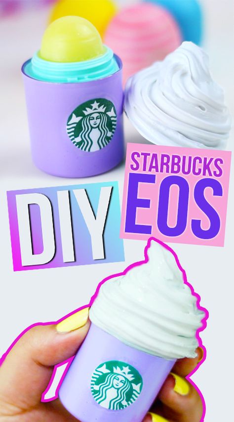 DIY STARBUCKS EOS! Make your Own Starbucks Lip Balm! Transform your OLD EOS Lip Balm into a Starbucks Drink! DIY EOS!!  This is really super easy to make, you only going to need white silicone and a lid of any container! Click here to watch the super easy and short tutorial: https://youtu.be/81MiV5Y2Af4 Diy Eos Lip Balm, Eos Diy, Diy Starbucks, Mini Cups, Starbucks Diy, Eos Lip Balm, Starbucks Lovers, Starbucks Drink, Diy Lip Balm