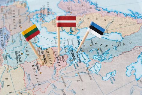 The Baltic states map with flag pins. Paper flag pins of three Baltic states - L #Sponsored , #AFFILIATE, #paid, #states, #Paper, #pins, #Baltic Baltic States, Flag Pins, State Map, Technology Logo, Latvia, Lithuania, Estonia, World Map, Photo Image