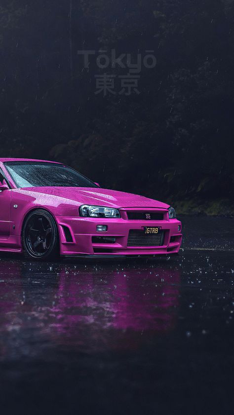 Skyline Gtr R34 Wallpapers Pink, Drifting Cars Aesthetic Wallpaper, Nissan Skyline Gtr R34 Midnight Purple Wallpaper, Pink Gtr, Pink Car Wallpaper, R34 Wallpaper, Pink Wallpaper Iphone Aesthetic, Rolls Royce Car, Nissan Gtr R34