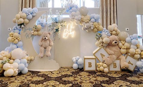 Teddy Theme Birthday Decoration, Bear Theme Backdrop, Bear Baby Shower Table Decor, Baby Boy Birthday Decoration, Moon Baby Shower Theme, First Birthday Decorations Boy, Pink Baby Shower Decorations, Boy Birthday Decorations, Baby Birthday Decorations