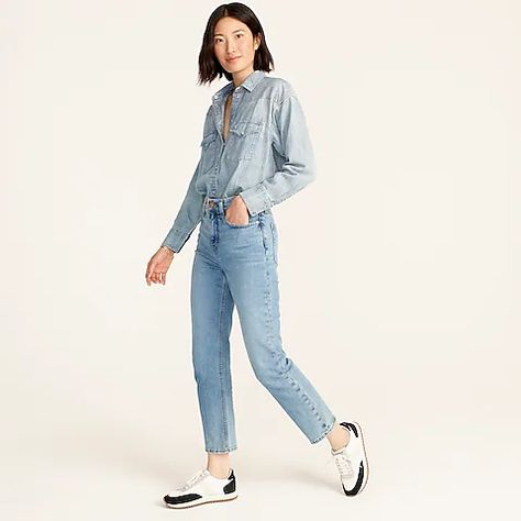 Women's Denim | J.Crew Edgy Classic Style, Pure Joy Home, Edgy Classic, Classic Straight Jeans, Wearing All Black, Cold Shoulder Sweater, Flowy Maxi Dress, Classic Blazer, Pure Joy