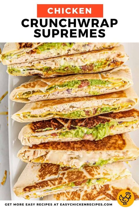 Chicken Crunchwrap, Coconut Chicken Tenders, Healthy Fried Chicken, Taco Bell Recipes, Crunchwrap Supreme, Crunch Wrap, Mexican Chicken Recipes, Chicka Chicka, Chicken Sandwich Recipes