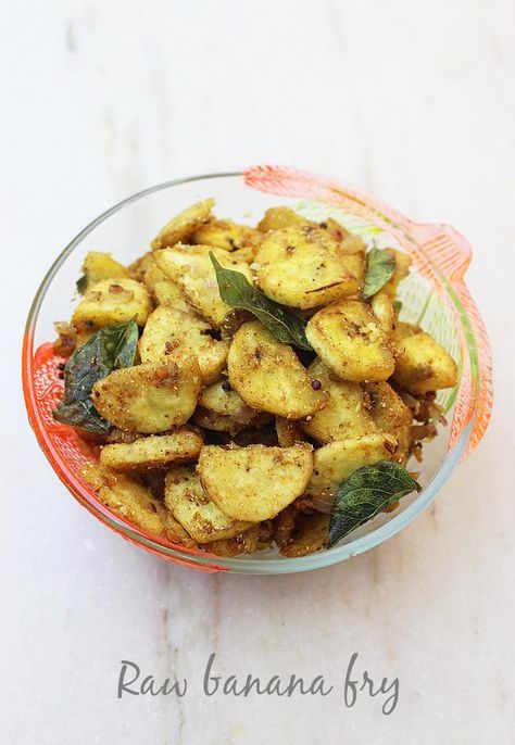 raw banana fry recipe Raw Banana Recipes, Banana Recipes Indian, Indian Beef Recipes, Vegetable Curry Recipes, Indian Soup, Indian Veg Recipes, Veg Curry, Indian Chicken Recipes, North Indian Recipes