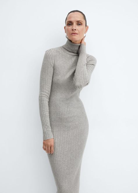 Cream Knitwear, Classy Loungewear, Modern Maternity, Elegant Sweater, Mango Outlet, Turtleneck Long Sleeve, Ribbed Midi Dress, Tailored Design, Dress Shapes