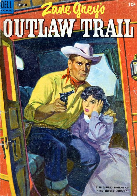 Wild West Illustration, Mid Century Book Shelf, Dell Comic, Zane Grey, Western Books, Old Comic Books, Children's Comics, Western Comics, Movie Magazine