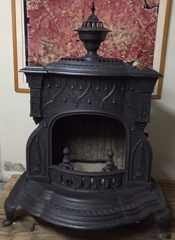 Victorian Stove, Fireplace Construction, Franklin Stove, Antique Cast Iron Stove, Parlor Stove, Antique Wood Stove, Parlour Stove, Attic Studio, Flaming Heart