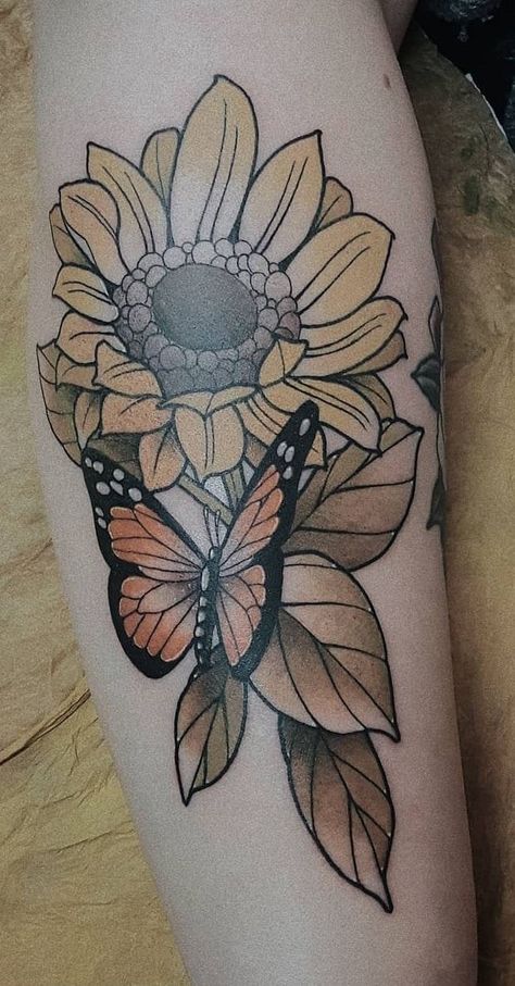 Old school imagery vs modern techniques: Neo-traditional tattoos give you the best of both worlds.
👆
#TattooInspiration #FeminineInk #GirlsWithTattoos #InkedWomen #TattooDesigns Sunflower Reference, Tattoo Ideas Witchy, Tattoo Back Women, Tattoos On Thigh, Tattoo Special, Traditional Butterfly Tattoo, Tattoo Ideas Women, Tattoo Flash Ideas, Mandala Tattoo Sleeve