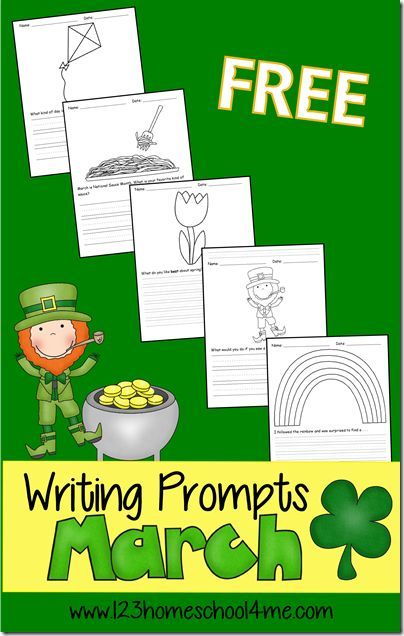 FREE March Writing Prompts - tons of free printable creative writing ideas for Kindergarten, first grade, 2nd grade, 3rd grade, and 4th grade kids including various types of writing lines - these are perfect for making writing FUN for kids! (St Patricks Day, Spring, Wind, Food, etc.) February Writing Prompts, March Writing Prompts, Spring Writing Prompts, March Writing, 123 Homeschool 4 Me, Free Writing Prompts, March Themes, Creative Writing Ideas, Spring Writing