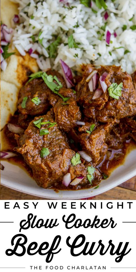 Beef Curry Slow Cooker, Beef Chunks Recipes, Slow Cooker Beef Curry, Indian Beef Recipes, Curry Beef, Beef Curry Recipe, African Foods, The Food Charlatan, Slow Cooker Recipes Beef