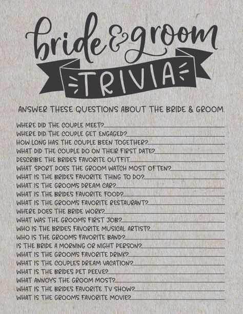 Bride Vs Groom Games, Bridal Shower Games With Groom, Bridal Shower Trivia Questions, Wedding Games For Bride And Groom, Groom Shower Ideas, Bridle Shower Ideas, Honeymoon Fund Shower, Bride And Groom Games, Bridal Shower Games Funny Interactive