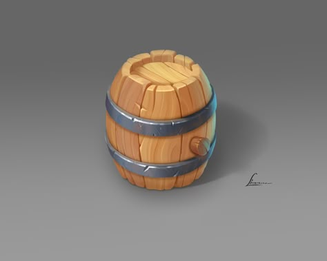 Game Props Concept Art, Barrel Concept Art, Stylized Wood 3d, 3d Game Assets, Stylized Rocks Concept Art, Art Test, Casual Art, Props Concept, Game Props