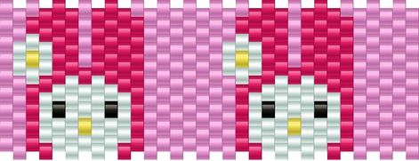 My Melody Kandi Pattern, My Melody Kandi, Bead Kandi, Kandi Cuff Patterns, Cuff Pattern, Diy Kandi Bracelets, Kandi Cuffs, Diy Kandi, Kandi Kid