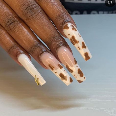 Nail Heaven. 😍 shared a post on Instagram: “🍫 🥛 If viewing, follow to see more daily nail inspo like this 💓 Nailtech; @morgennailedit ✨✨ - -…” • Follow their account to see 996 posts. Cow Print Acrylic Nails, Nails Grunge, Brown Nail, Drip Nails, Glamour Nails, Edgy Nails, Grunge Nails, Daily Nail, Cute Acrylic Nail Designs