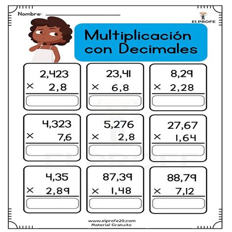 Ejercicios de multiplicaciones con decimales Bts, Croquis