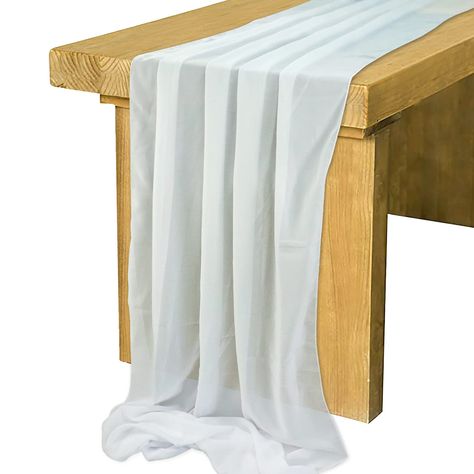 Chiffon Table Runner White Tablecloth Draping Wedding Home Fabric for Restaurant/Birthday/Party Decorations Extra Long (70cm×300cm) Restaurant Birthday Party, Restaurant Birthday, Chiffon Table Runner, Draping Wedding, Staircase Handrail, White Tablecloth, Arch Decoration, Party Table Cloth, Table Runners Wedding