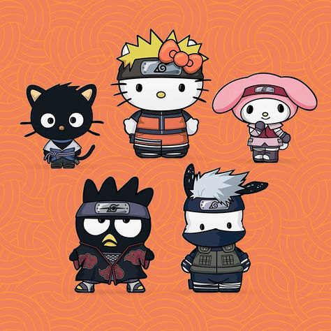 Naruto Hello Kitty, Kitty Anime, Hello Kitty Photos, Scrapbook Stickers Printable, Anime Crafts, One Piece Drawing, Hello Kitty Pictures, Anime One, Naruto Characters