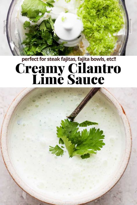 Empanada Dipping Sauce, Creamy Cilantro Lime Sauce, Cilantro Dipping Sauce, Cilantro Crema, Mexican Ideas, Aaron Sanchez, Mexican Crema, Cilantro Lime Sauce, Cilantro Sauce