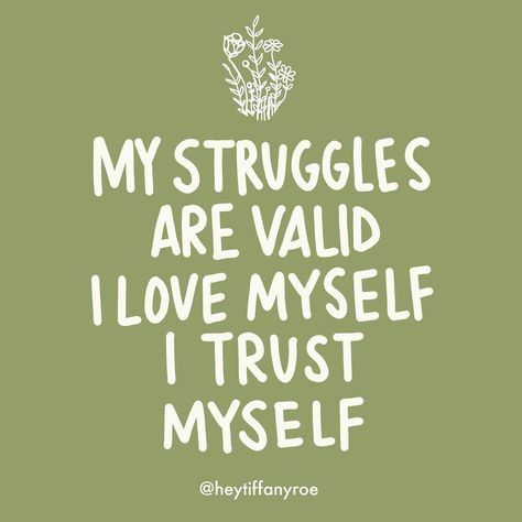 Tiffany Roe, MA, CMHC on Instagram: “My struggles are valid I love myself I trust myself . ✨Rinse and repeat✨ . 👩🏼‍🏫 Access my online courses TiffanyRoeSchool.com (link in…” I Trust Myself, Trust Myself, I Love Myself, Love Myself, I Trust, My Struggle, Trust Me, Online Courses, I Love