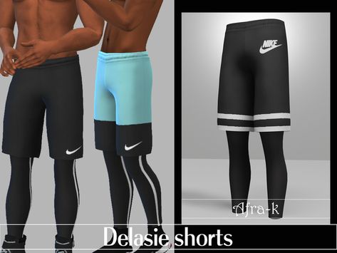 The Sims Resource - Delasie shorts with tights Sims 4 Cc Athletic Wear Men, Sims4 Mens Clothes, Sims4 Cc Men, Sims 4 Men Clothing, Male Pants, Sims 4 Male Clothes, Alpha Cc, Sims 4 Black Hair, Cc Sims4