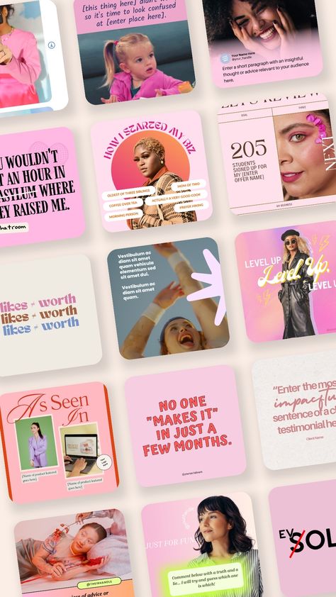 You can grab some of our top-performing Canva templates for FREE to give your Instagram content a fun boost in engagement! Straight from our Canva template membership, these are some of our favorite and top-performing designs. Use these in your Instagram feed as a content creator, a small business owner, or for your clients as a social media manager! Craft Business Instagram Feed, Pinned Instagram Posts, Creative Agency Instagram Feed, Y2k Social Media, Graphic Design Trends 2024, Branding Design Instagram, Instagram Grid Ideas, Social Media Templates Design, Design Instagram Posts