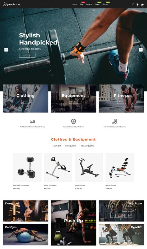 Sports Clothing & Fitness Equipment Shopify Theme Website Sport Design, Sports Website Design, Poster Promo, Web Sport, Fitness Equipment Design, Fitness Website, Sports Website, Online Shop Design, Gym Classes