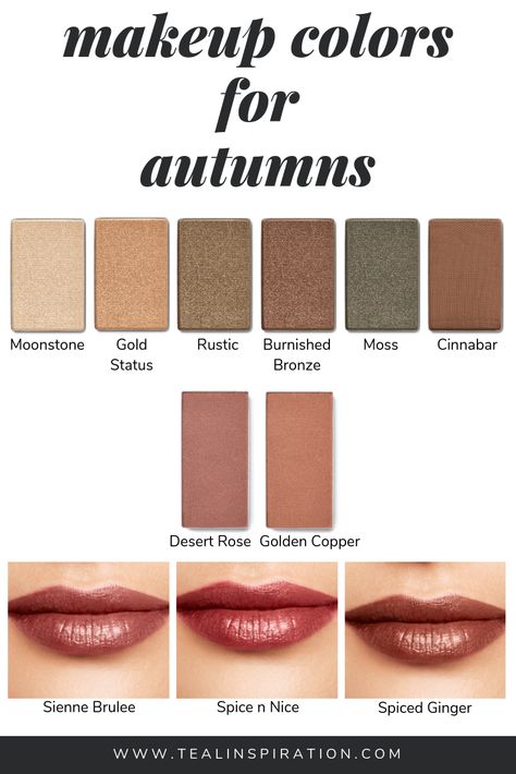 Makeup for Autumns – Teal Inspiration Make Up For Soft Autumn Type, Soft Natural True Autumn, Deep Autumn Eye Makeup, Makeup For Soft Autumn Brown Eyes, True Autumn Makeup Palette, True Autumn Eyeshadow, Soft Autumn Red Lipstick, Soft Autumn Eyeshadow Palette, Muted Autumn Makeup