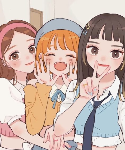 3 Friends Anime Pfp, 3 Best Friends Pictures Anime, 3 Best Friends Pictures Cartoon, 3 Bff Anime, Anime 3 Best Friends, Anime Bestie, Muslim Anime, Anime Woman, Best Friends Cartoon